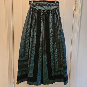 Renaissance Princess Style Green Satin Maxi Skirt